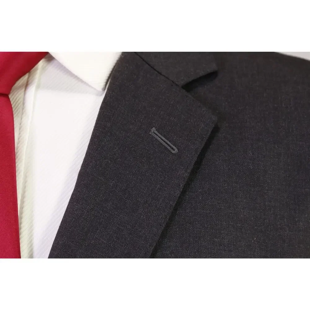 Tommy Hui Bespoke Tailored Charcoal Gray 2-Btn Wool Suit 42S